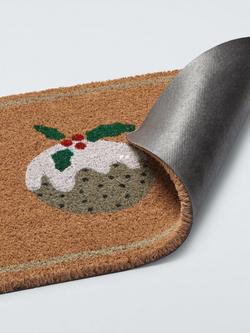 John Lewis Christmas Trio of Puddings Door Mat - view 2, Red/Multi