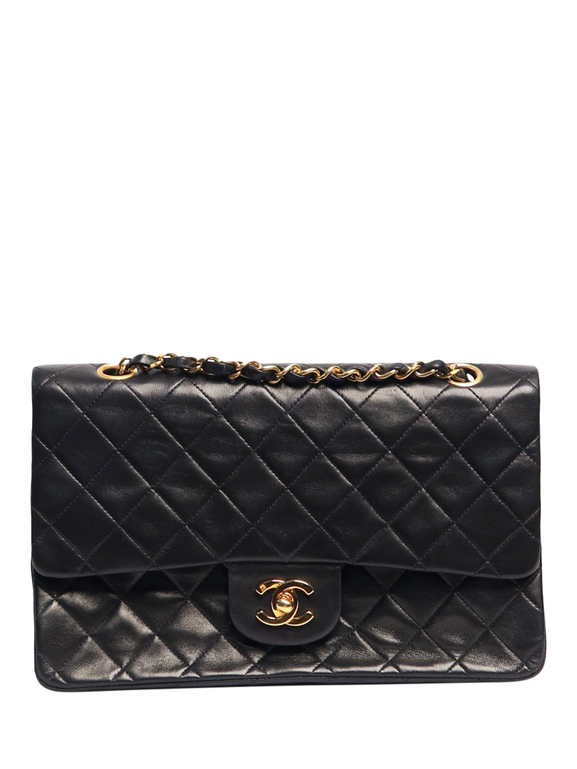 Pre-loved CHANEL Vintage 1994 Medium Lambskin Classic Double Flap Shoulder Bag, Black