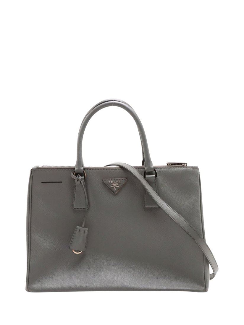 Pre-loved Prada Galleria Saffiano Leather 2Way Grab Bag, Grey