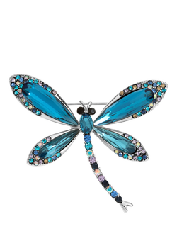 Jon Richard Silver Plated Dragonfly Brooch, Blue, Blue