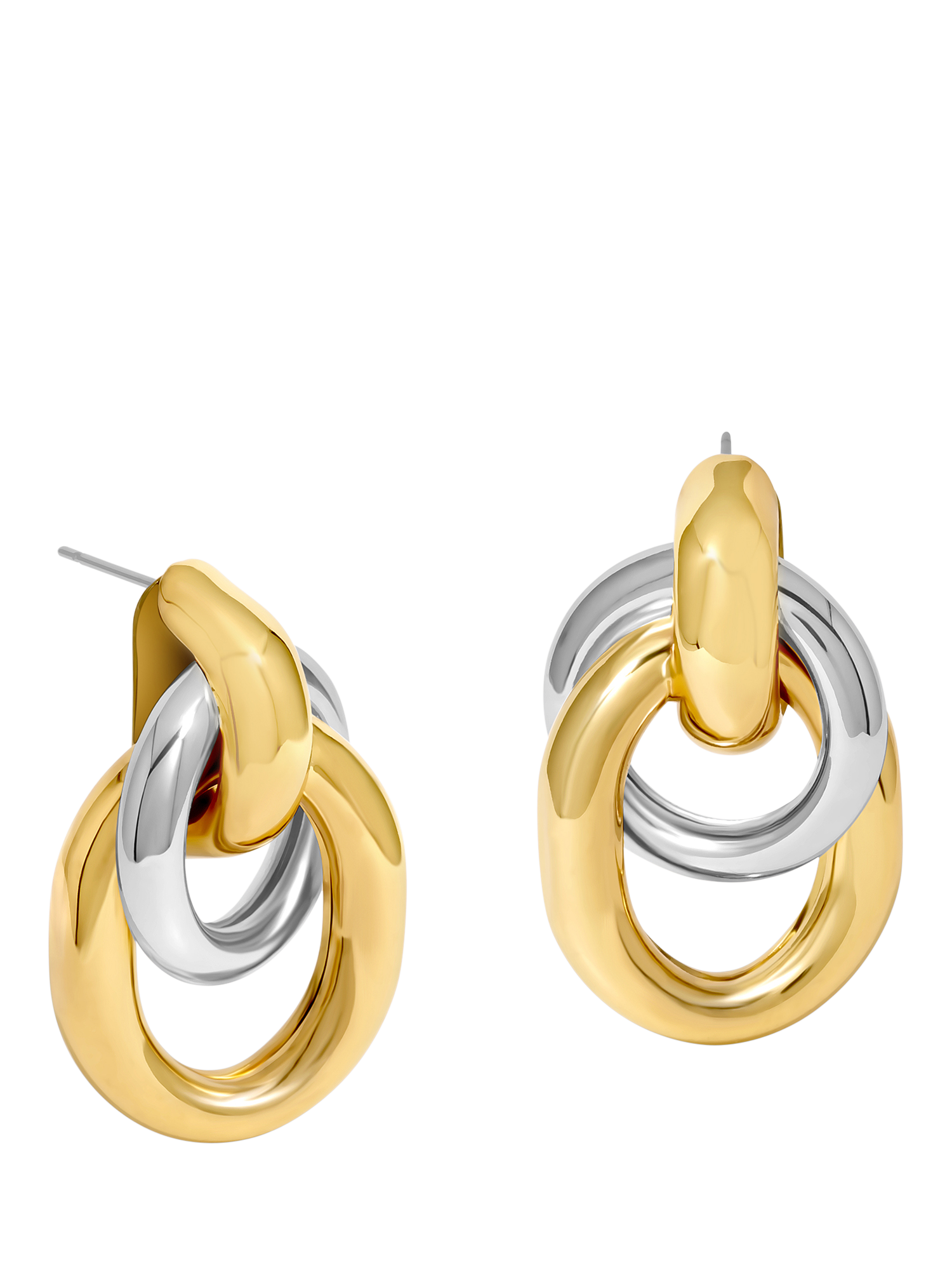 Product image 1 of 1, which shows Jon Richard Two Tone Door Knocker Earrings, Gold/Silver