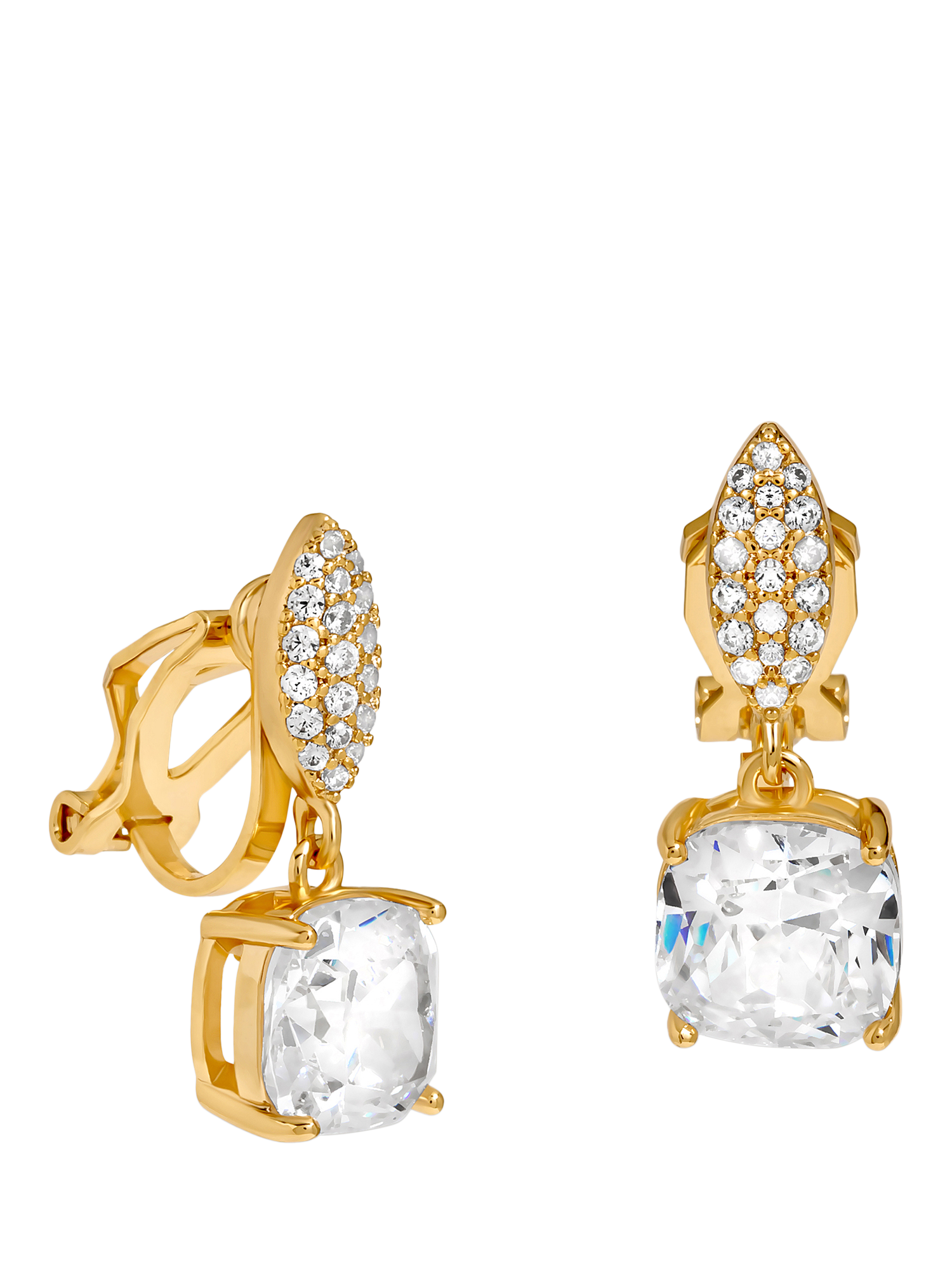 Product image 1 of 1, which shows Jon Richard Gold Plated Cubic Zirconia Clip Drop Earrings, Gold