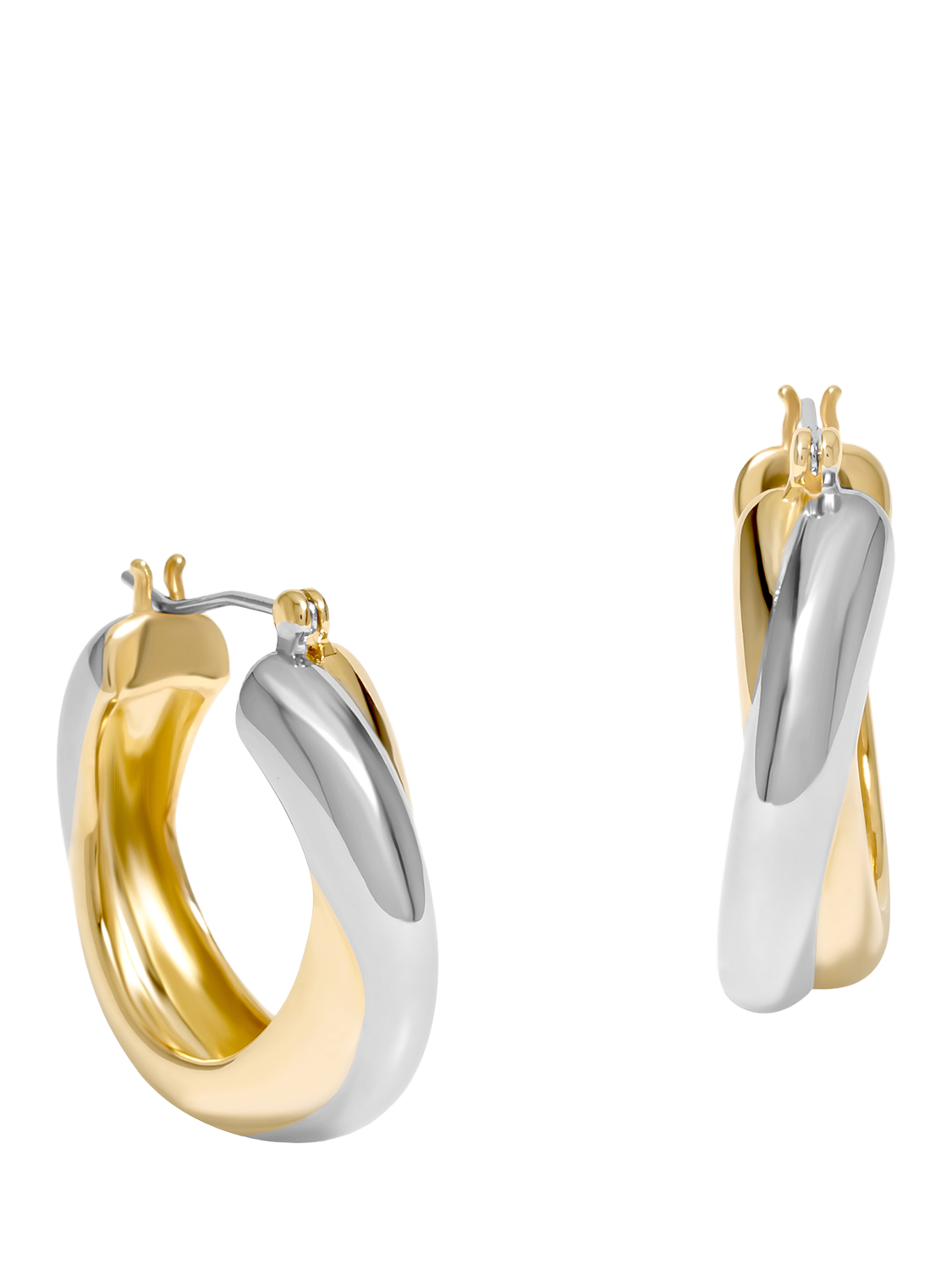 Product image 1 of 1, which shows Jon Richard Two Tone Hoop Earrings, Gold/Silver
