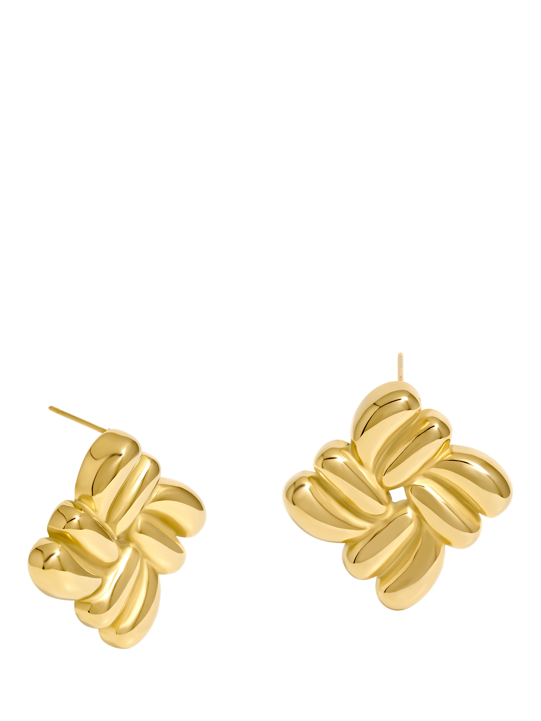Product image 1 of 1, which shows Jon Richard Gold Plated Ridged Large Stud Earrings, Gold