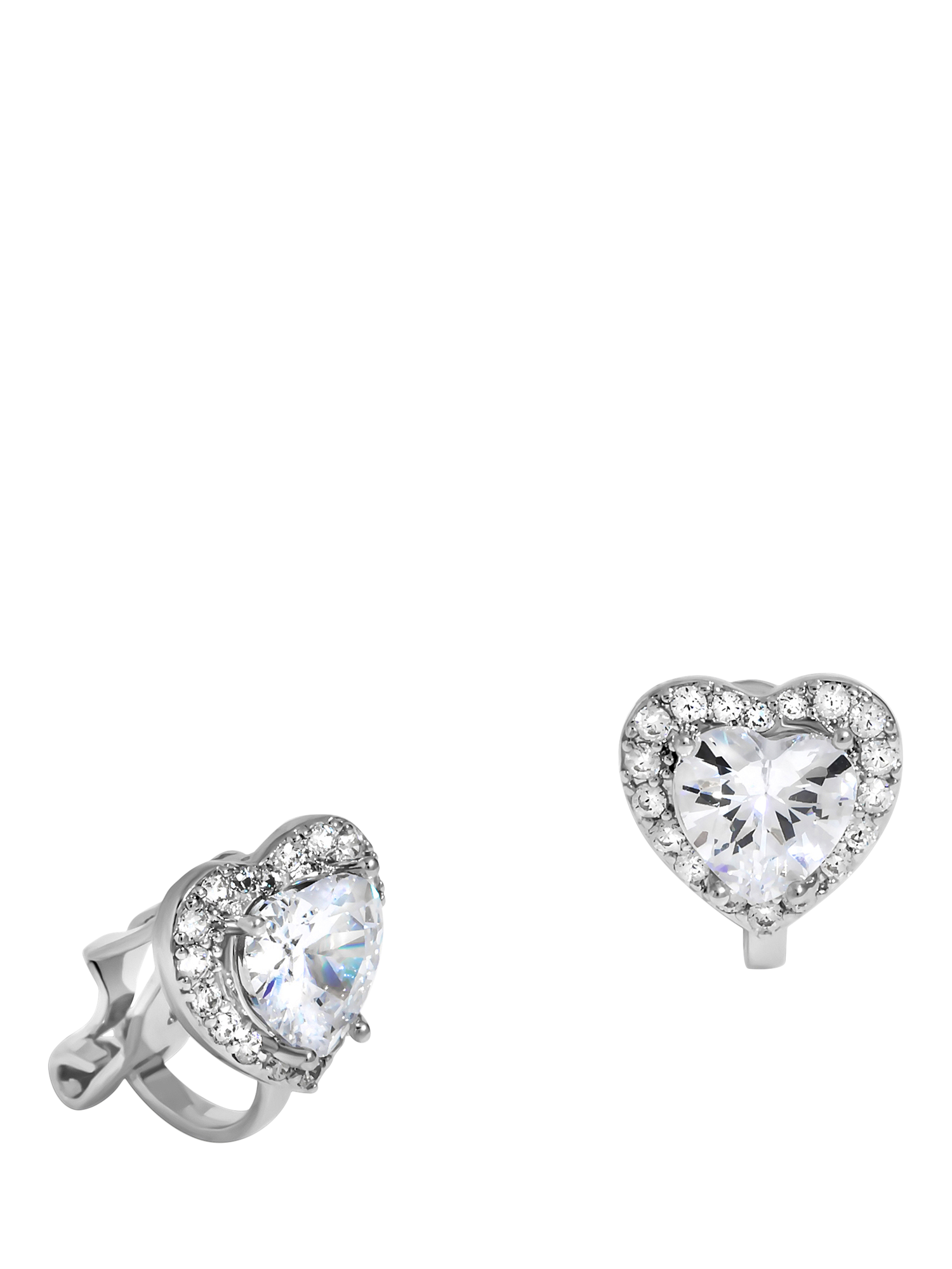 Product image 1 of 2, which shows Jon Richard Heart Clip Earrings, Silver