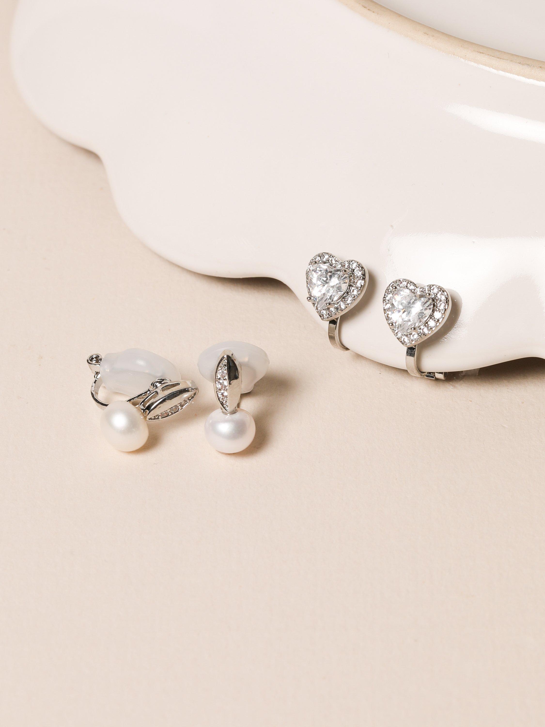 Product image 2 of 2, which shows Jon Richard Heart Clip Earrings, Silver
