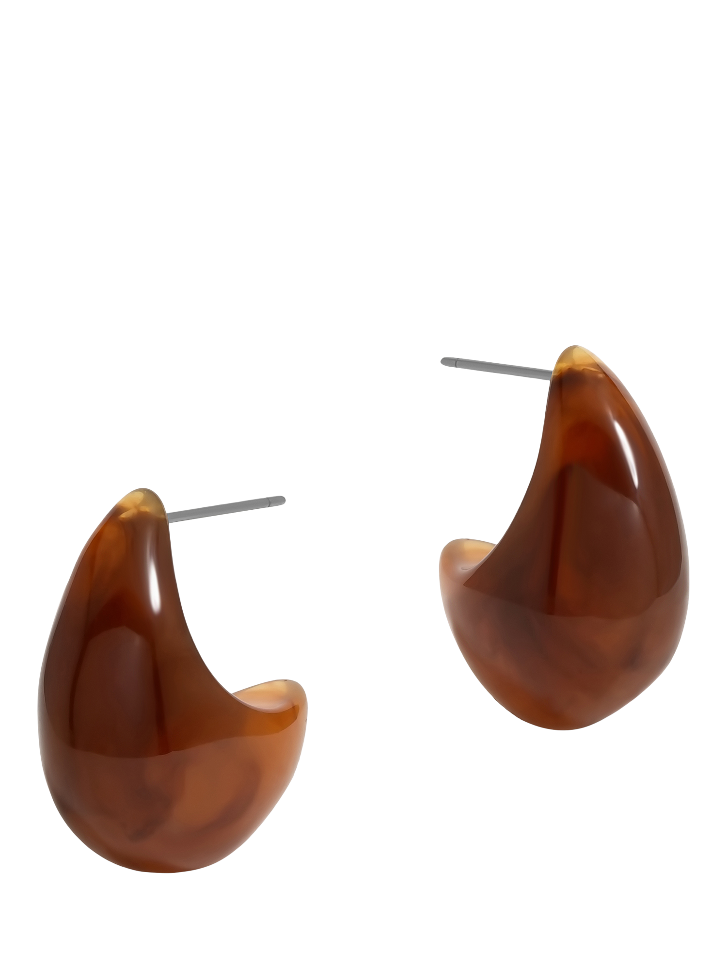 Product image 1 of 1, which shows Jon Richard Resin Dome Earrings, Brown