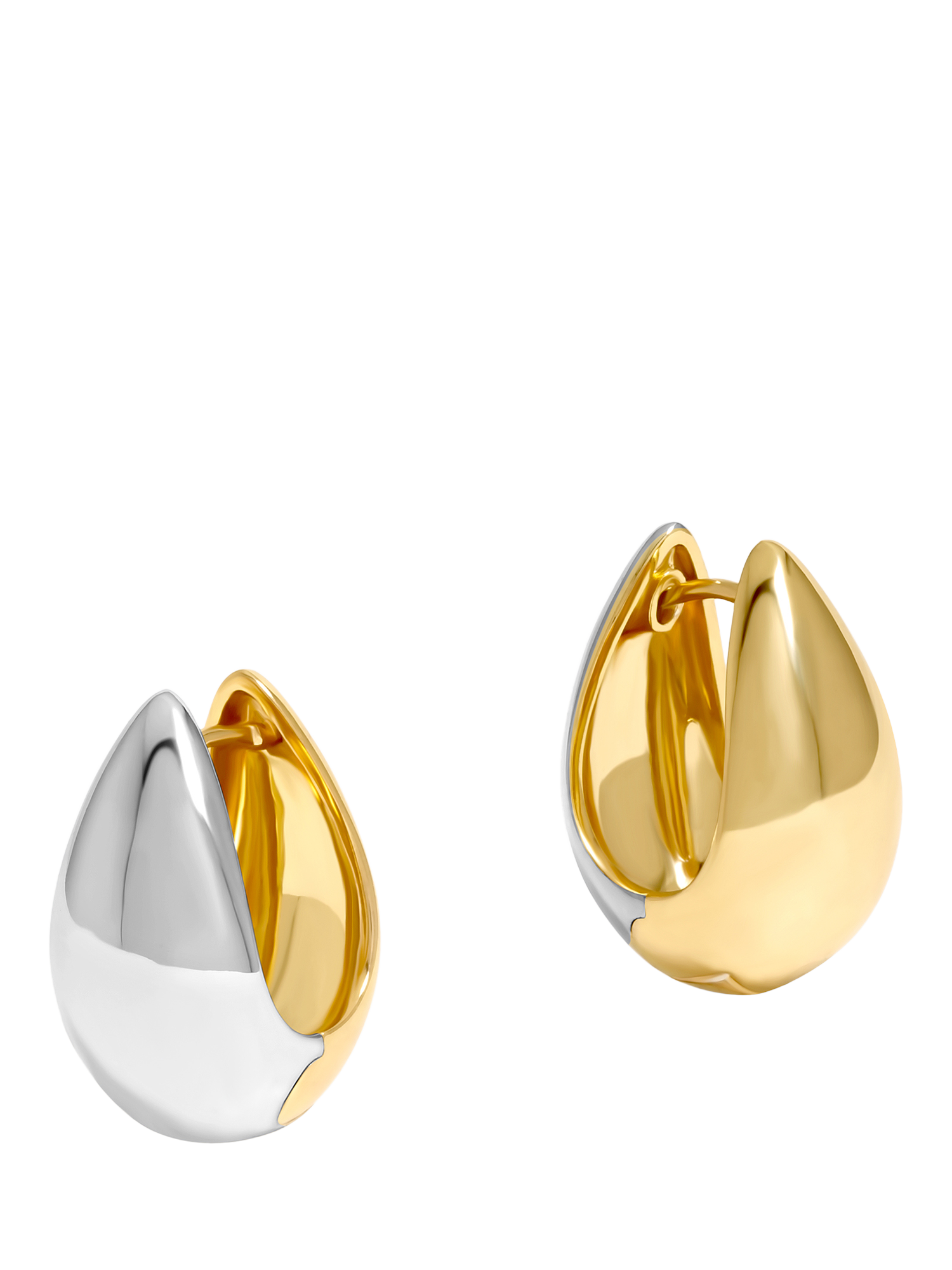 Product image 1 of 1, which shows Jon Richard Two Tone Huggie Hoop Earrings, Gold/Silver