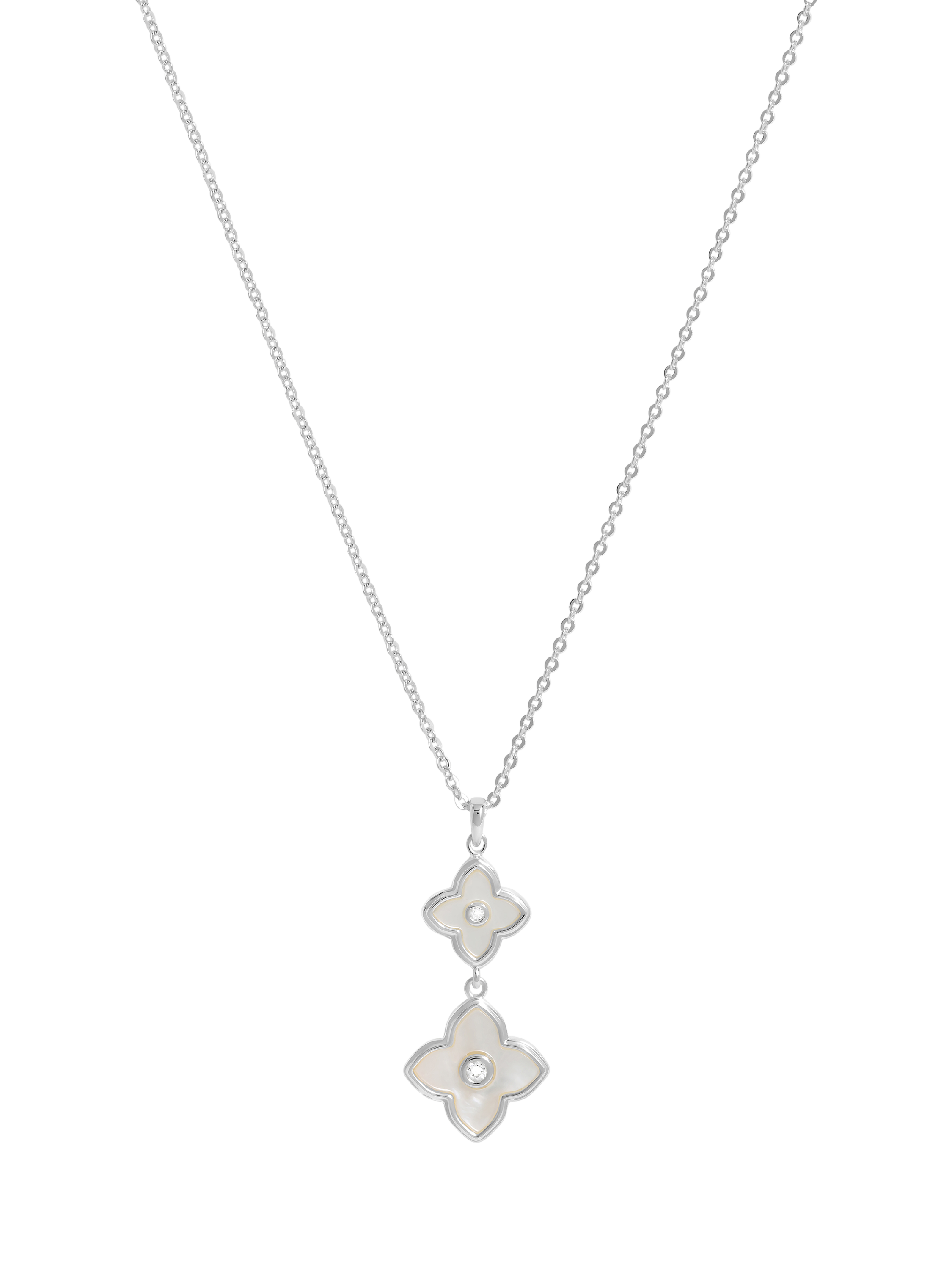 Product image 1 of 1, which shows Jon Richard Mother of Pearl Clover Pendant, Silver