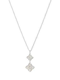 Jon Richard Mother of Pearl Clover Pendant, Silver, Silver