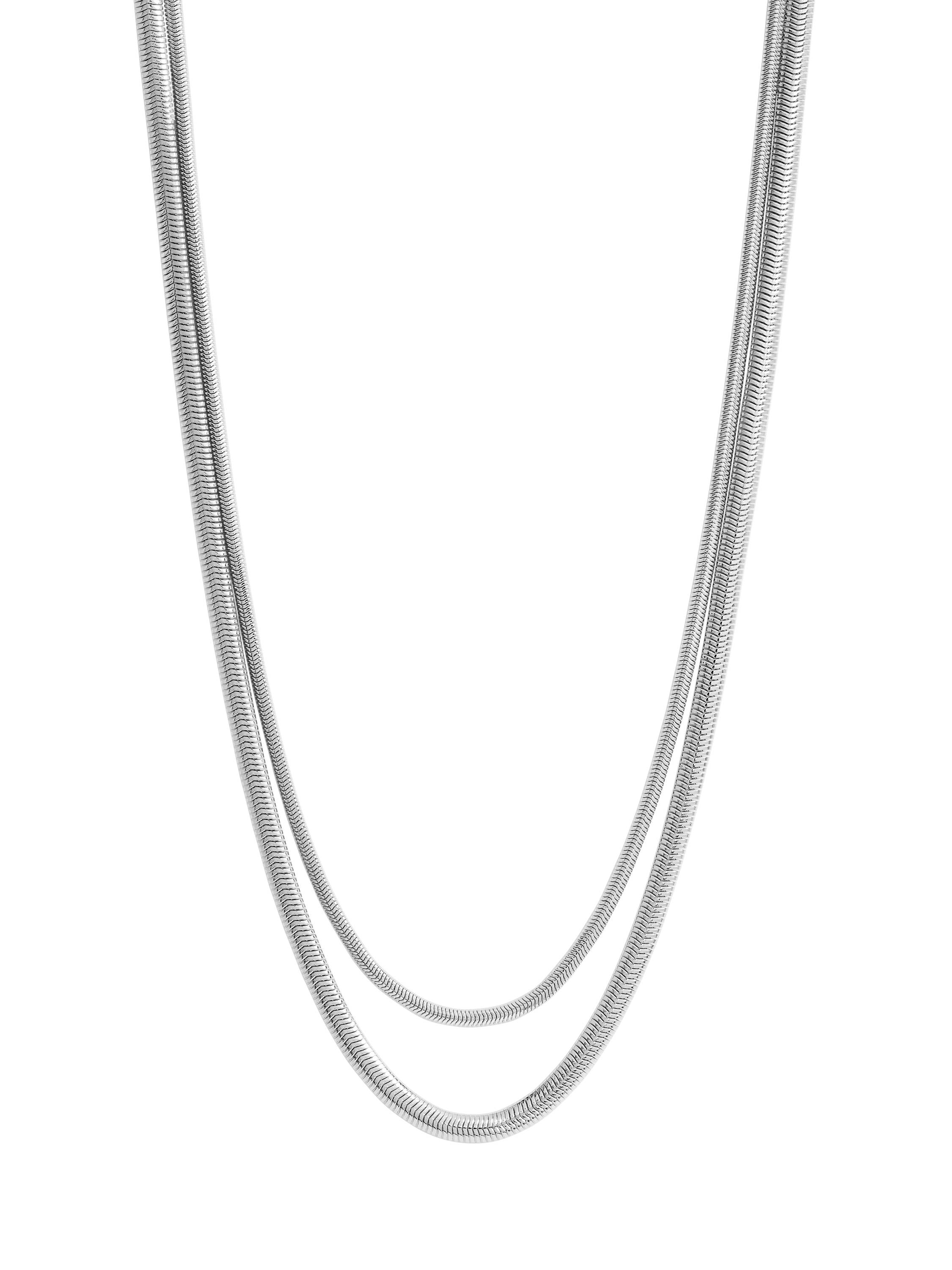 Product image 1 of 4, which shows Jon Richard Silver Plated Double Row Snake Chain Necklace, Silver