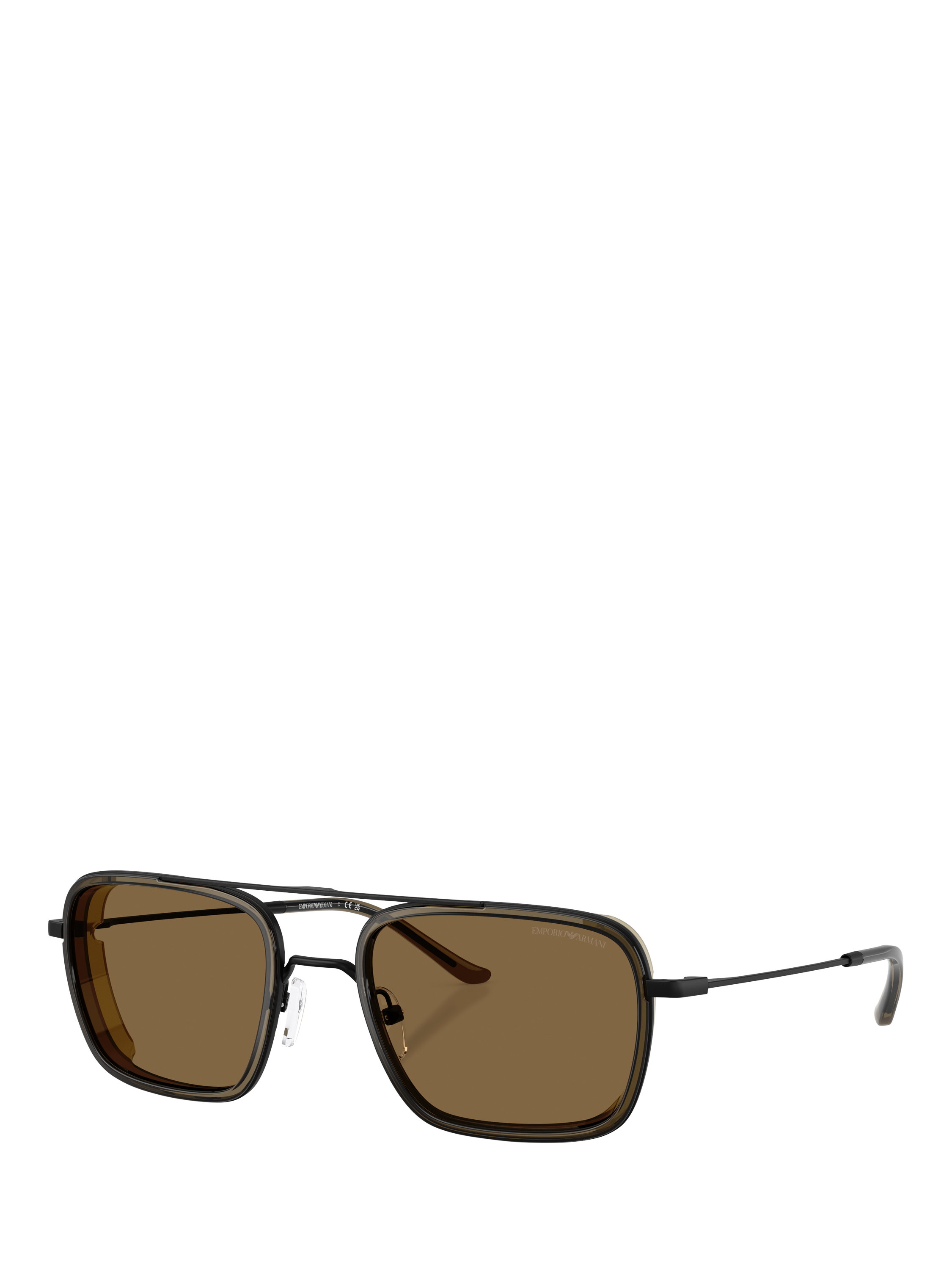 Product image 1 of 5, which shows Emporio Armani EA2162 Men's Square Sunglasses, Matte Black/Brown
