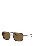 Emporio Armani EA2162 Men's Square Sunglasses, Matte Black/Brown
