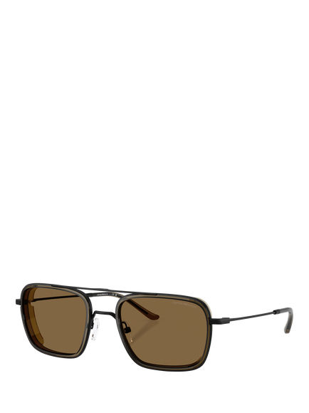 Emporio Armani EA2162 Men's Square Sunglasses, Matte Black/Brown, Matte Black/Brown