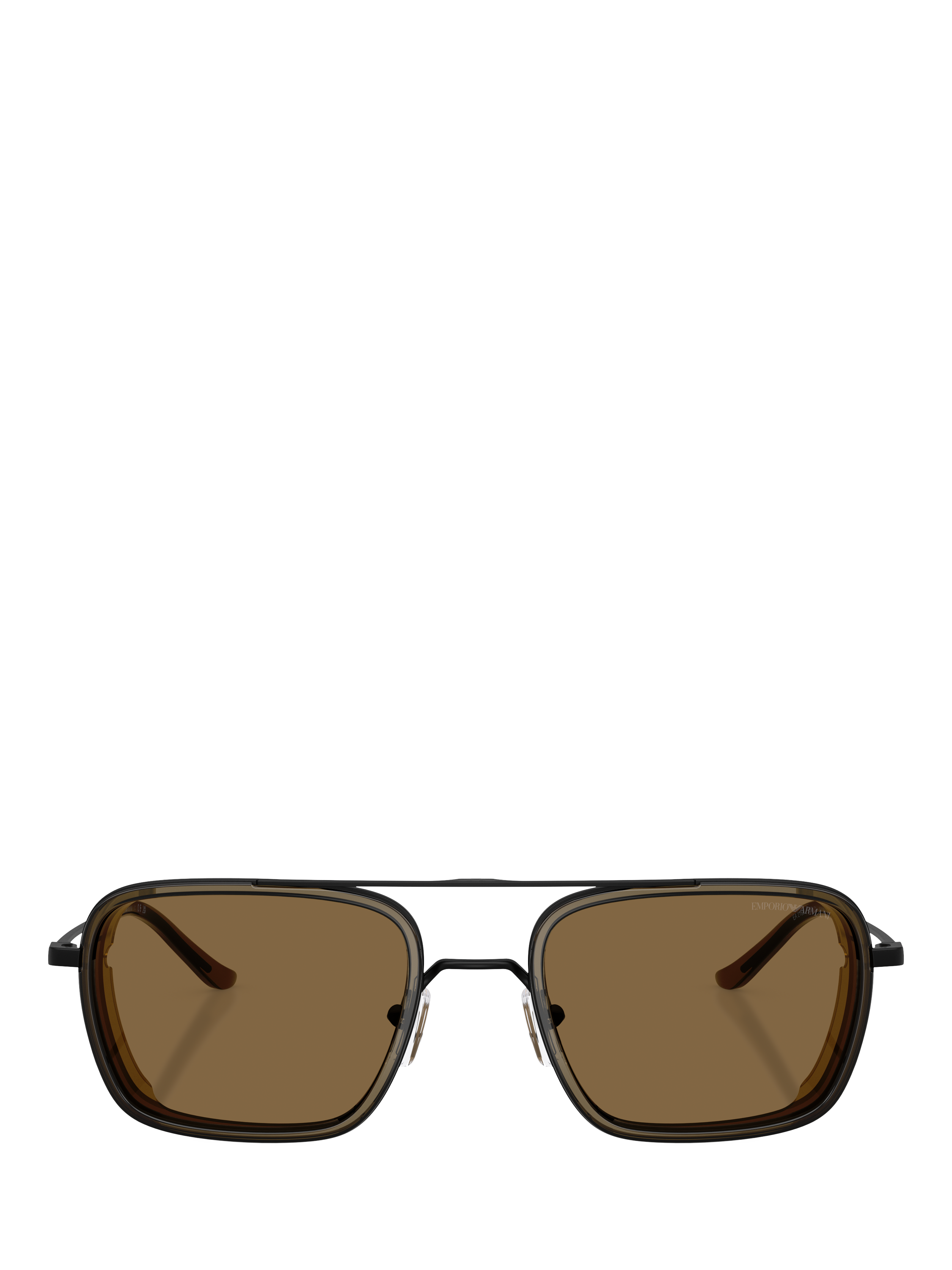 Product image 2 of 5, which shows Emporio Armani EA2162 Men's Square Sunglasses, Matte Black/Brown