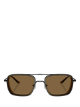 Emporio Armani EA2162 Men's Square Sunglasses, Matte Black/Brown
