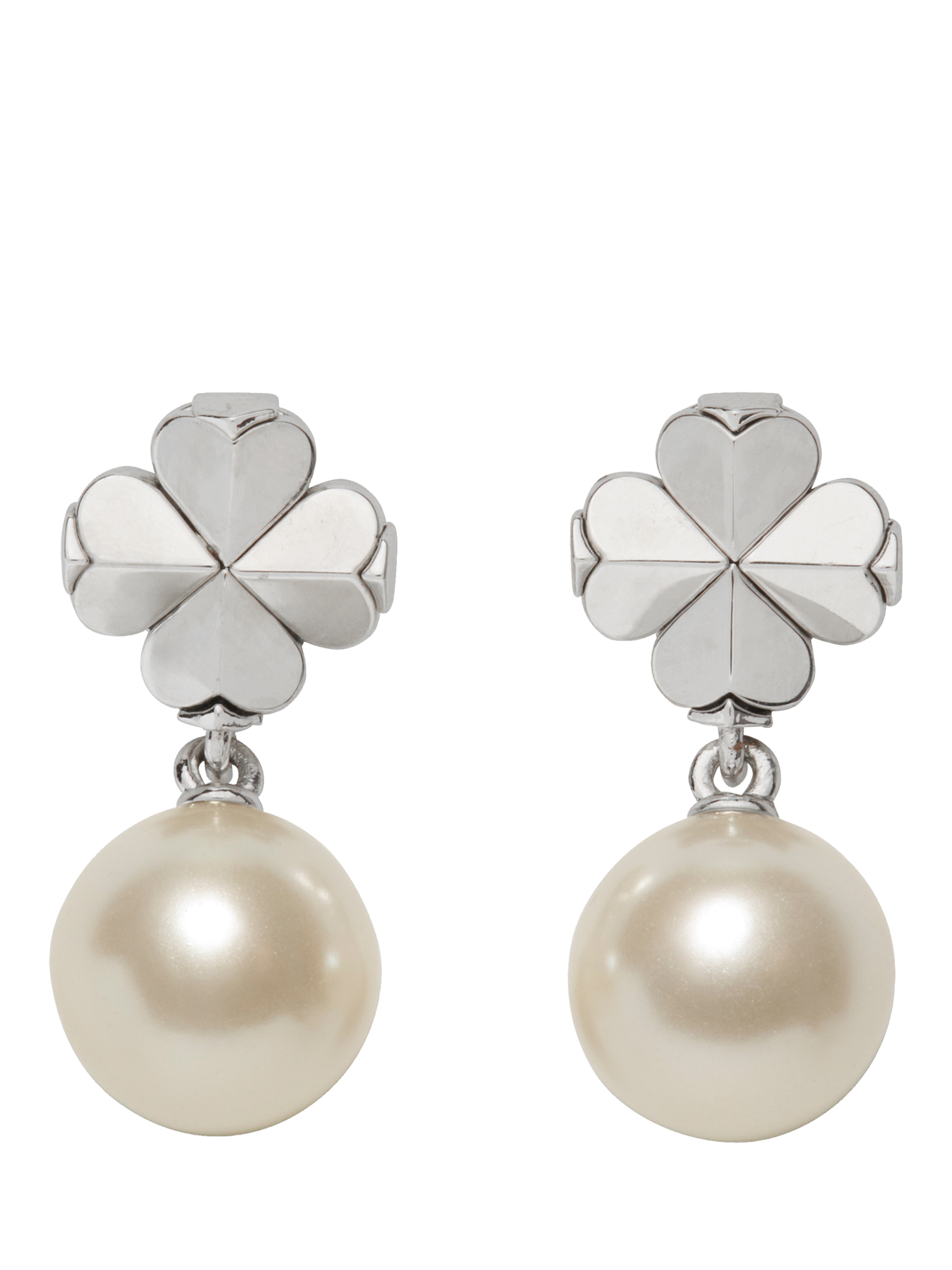 kate spade new york Flower Pearl Drop Earrings, White/Silver