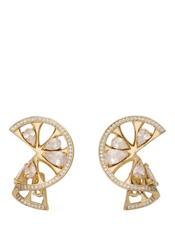 kate spade new york Curved Cubic Zirconia Earrings, Clear/Gold, Clear/Gold