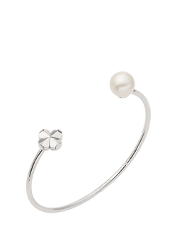 kate spade Open Flower Pearl Cuff, White/Silver - view 2, White/Silver