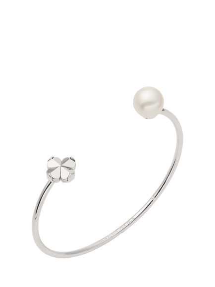 kate spade Open Flower Pearl Cuff, White/Silver - view 2, White/Silver
