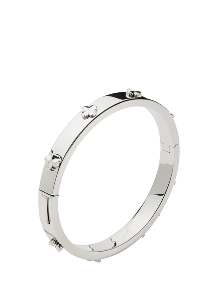 kate spade new york Hinged Flower Bangle, Silver - view 2, Silver