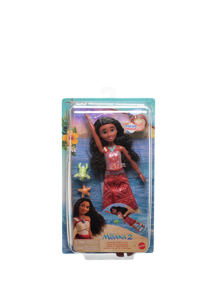 Disney Moana 2 Swimming Tautai Moana Colour Change Fashion Doll with Turtle & Starfish, Multi