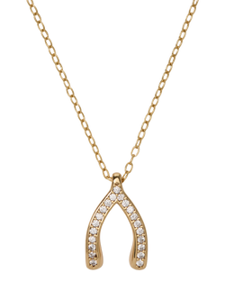 kate spade new york Crystal Wishbone Necklace, Clear/Gold, Clear/Gold