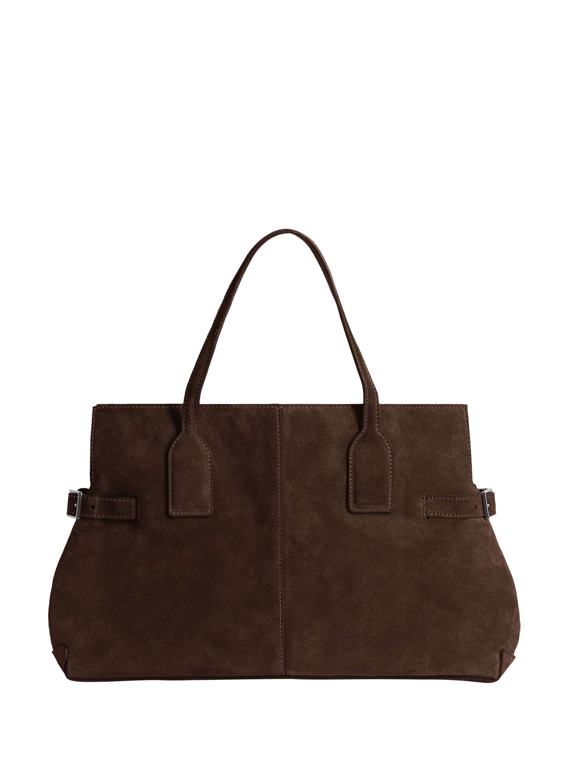 Product image 1 of 5, which shows Flattered Lisa Suede Bowler Bag, Chocolate