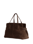 Flattered Lisa Suede Bowler Bag, Chocolate