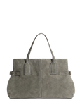 Flattered Lisa Suede Bowler Bag, Stone Grey