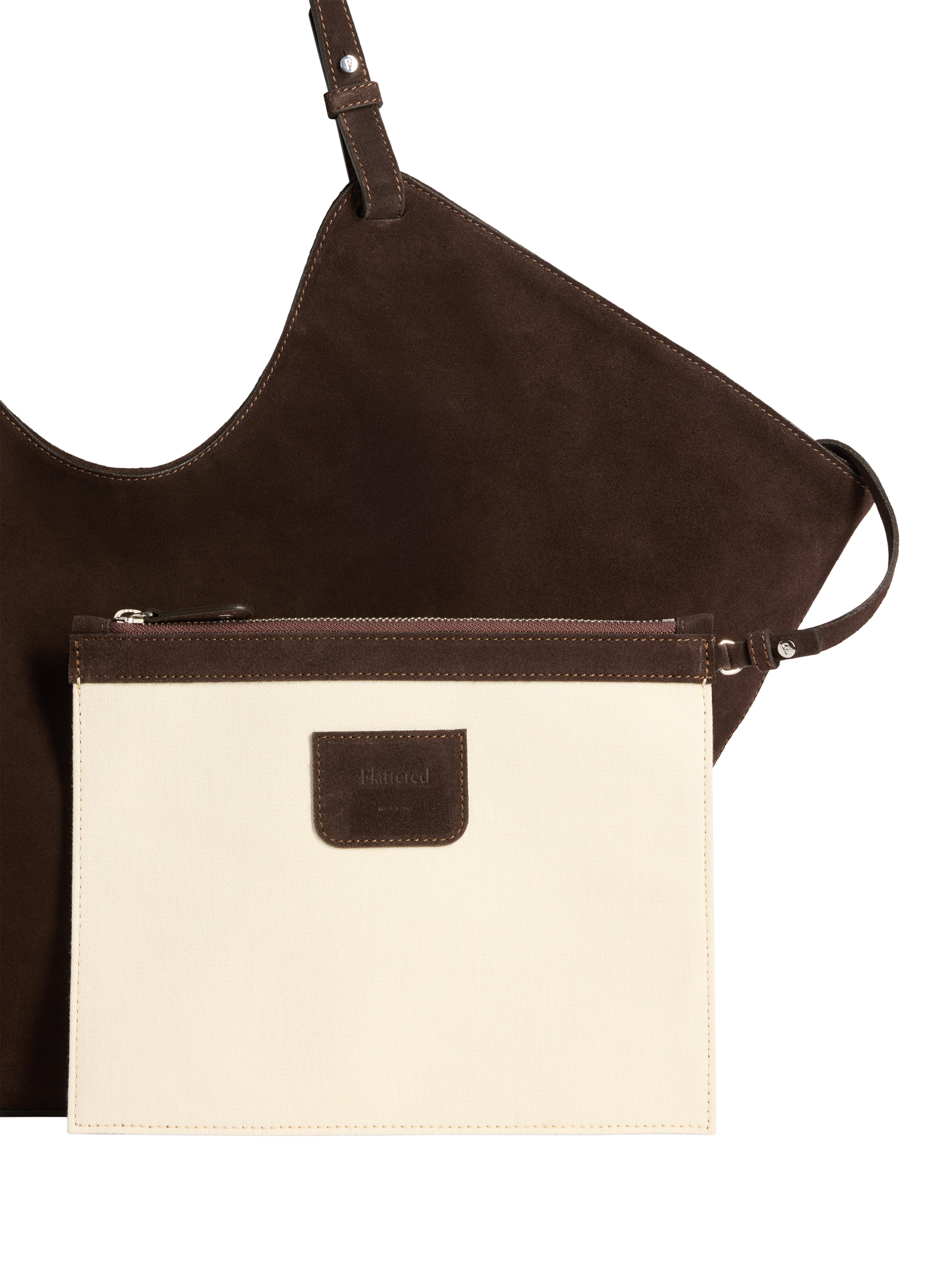 Product image 2 of 12, which shows DAHLIA TOTE CHOC SUEDE