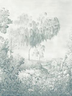 Sanderson Highgrove Arboretum Wallpaper Mural, Ether Blues