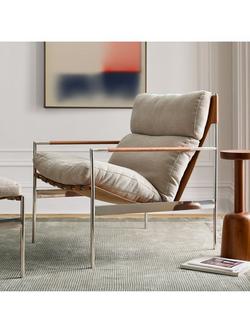 West Elm Stuart Sling Armchair, Chenille Sand - view 2, Chenille Sand