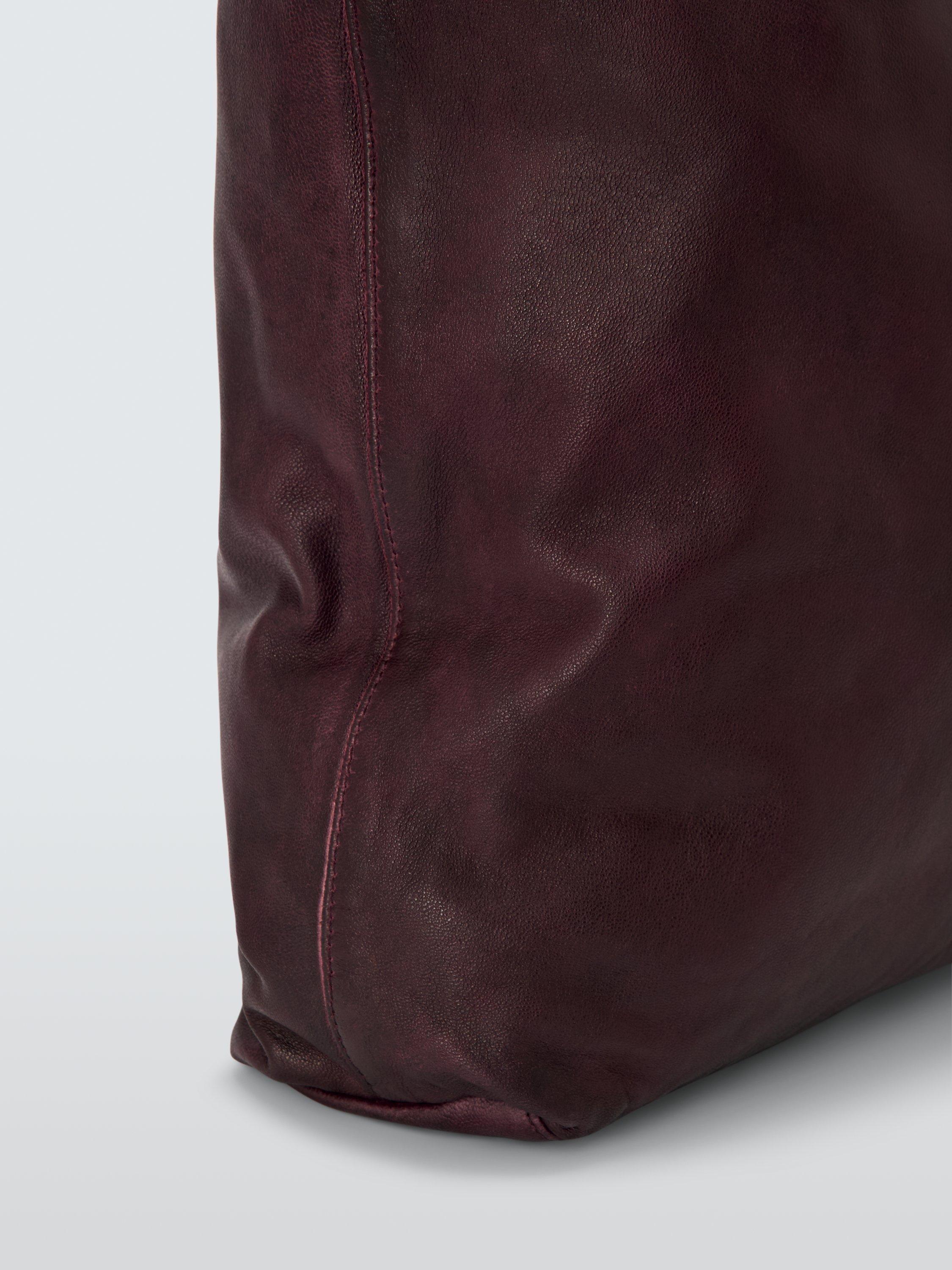Product image 5 of 6, which shows John Lewis Distressed Leather Hobo Bag, Burgundy