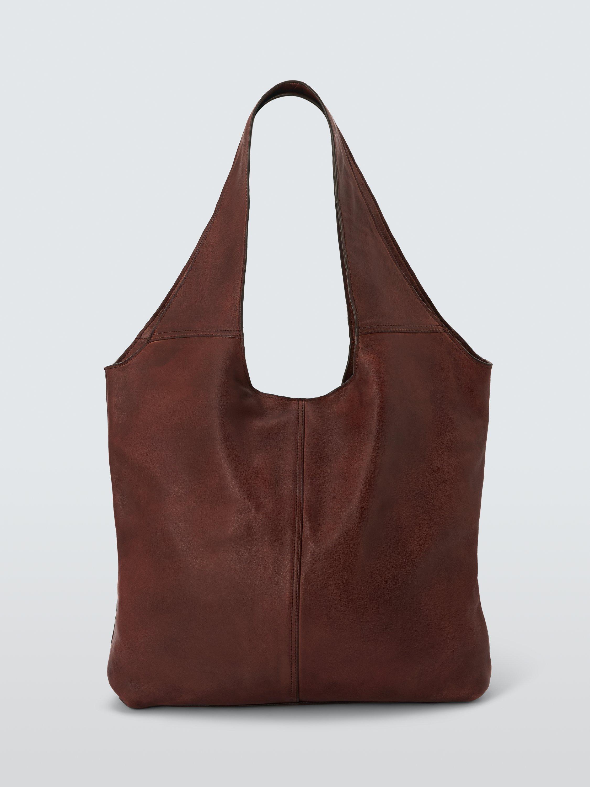John Lewis Distressed Leather Hobo Bag, Tan