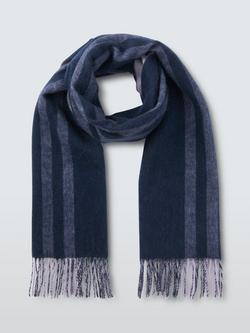 John Lewis Stripe Wool Scarf, Blue/Multi - view 2, Blue Multi