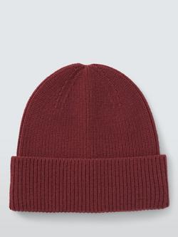 John Lewis Plain Beanie - view 2, Burgundy