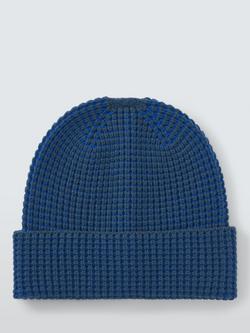 John Lewis Waffle Beanie - view 2, Deep Blue