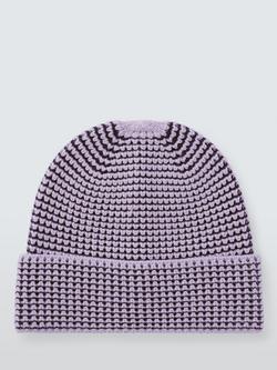 John Lewis Waffle Beanie - view 2, Purple Multi