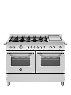 Bertazzoni HER126G2EXT 120cm Dual Fuel Range Cooker, Stainless Steel, Stainless Steel