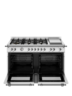 Bertazzoni HER126G2EXT 120cm Dual Fuel Range Cooker, Stainless Steel - view 2, Stainless Steel