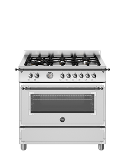 Bertazzoni Heritage Series HER96L1EXT 90cm Dual Fuel Range Cooker, Stainless Steel, Stainless Steel