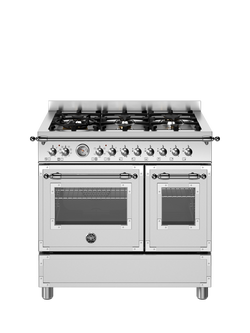 Bertazzoni Heritage Series HER96L2EXT 90cm Dual Fuel Range Cooker, Stainless Steel - view 2, Stainless Steel