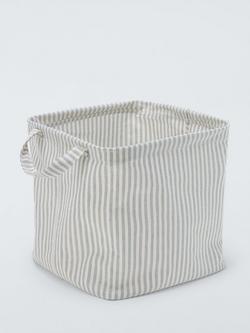 John Lewis Stripe Open Storage Cube, Grey/Natural, Grey/Natural