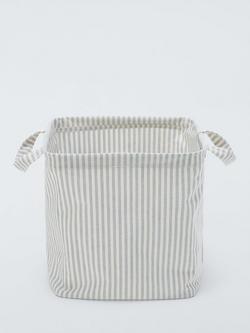 John Lewis Stripe Open Storage Cube, Grey/Natural - view 2, Grey/Natural