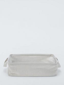 John Lewis Stripe Open Storage Box, Grey/Natural, Large - view 2, Grey/Natural