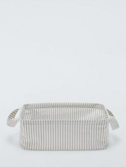 John Lewis Stripe Open Storage Box, Grey/Natural, Medium - view 2, Grey/Natural
