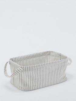 John Lewis Stripe Open Storage Box, Grey/Natural, Small, Grey/Natural