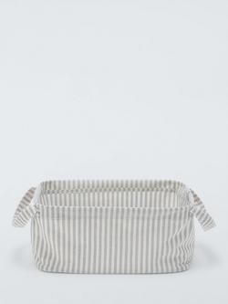John Lewis Stripe Open Storage Box, Grey/Natural, Small - view 2, Grey/Natural