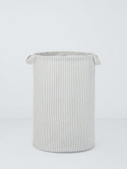 John Lewis Stripe Round Laundry Bag, Grey/Natural, Grey/Natural